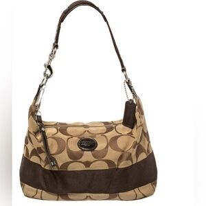 COACH SIGNATURE C MONOGRAM BROWN AND TAN HOBO BAG